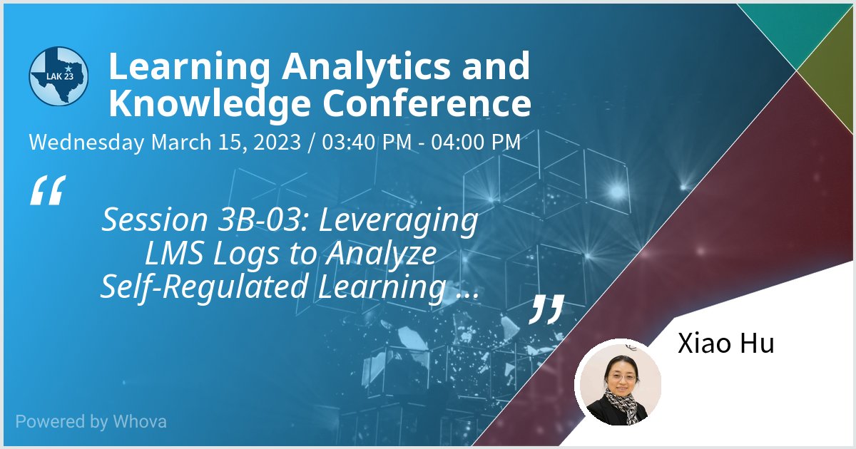 xiaohusmile's tweet photo. Gave a talk at Learning Analytics and Knowledge Conference on Session 3B-03: Leveraging LMS Logs to Analyze Self-Regulated Learning Behaviours in a Maker-based Course. Thanks for the great turnout! #LAK23 #LearningAnalytics @lakconference @Solaresearch - via #Whova event app https://t.co/L864yFLYEm