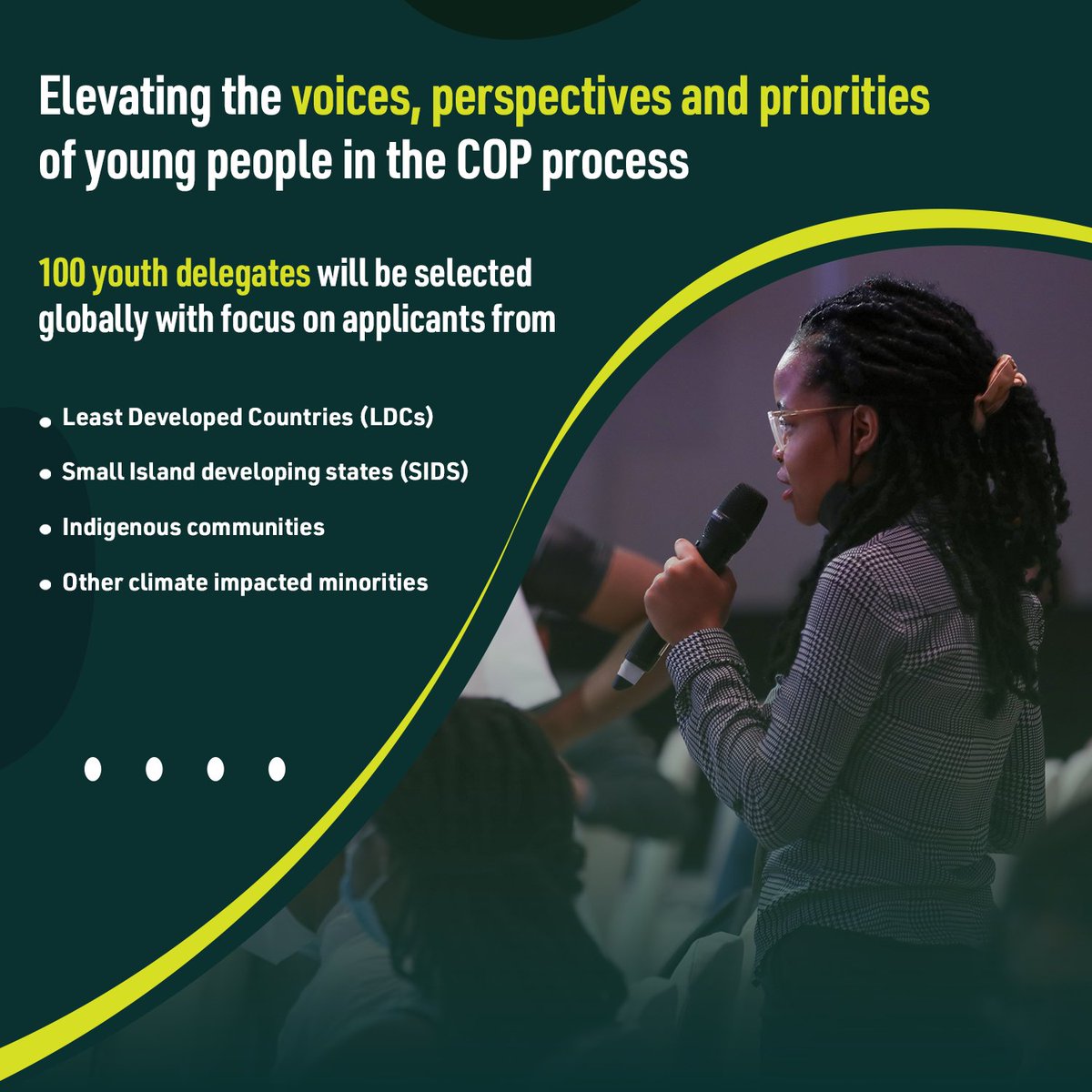 The youth are tomorrow’s leaders and critical actors in our response to the climate challenge.

#COP28UAE is collaborating with @IYCM to select 100 young people for the International #YouthClimateDelegate Program and help shape priorities for global #ClimateAction. #COP28