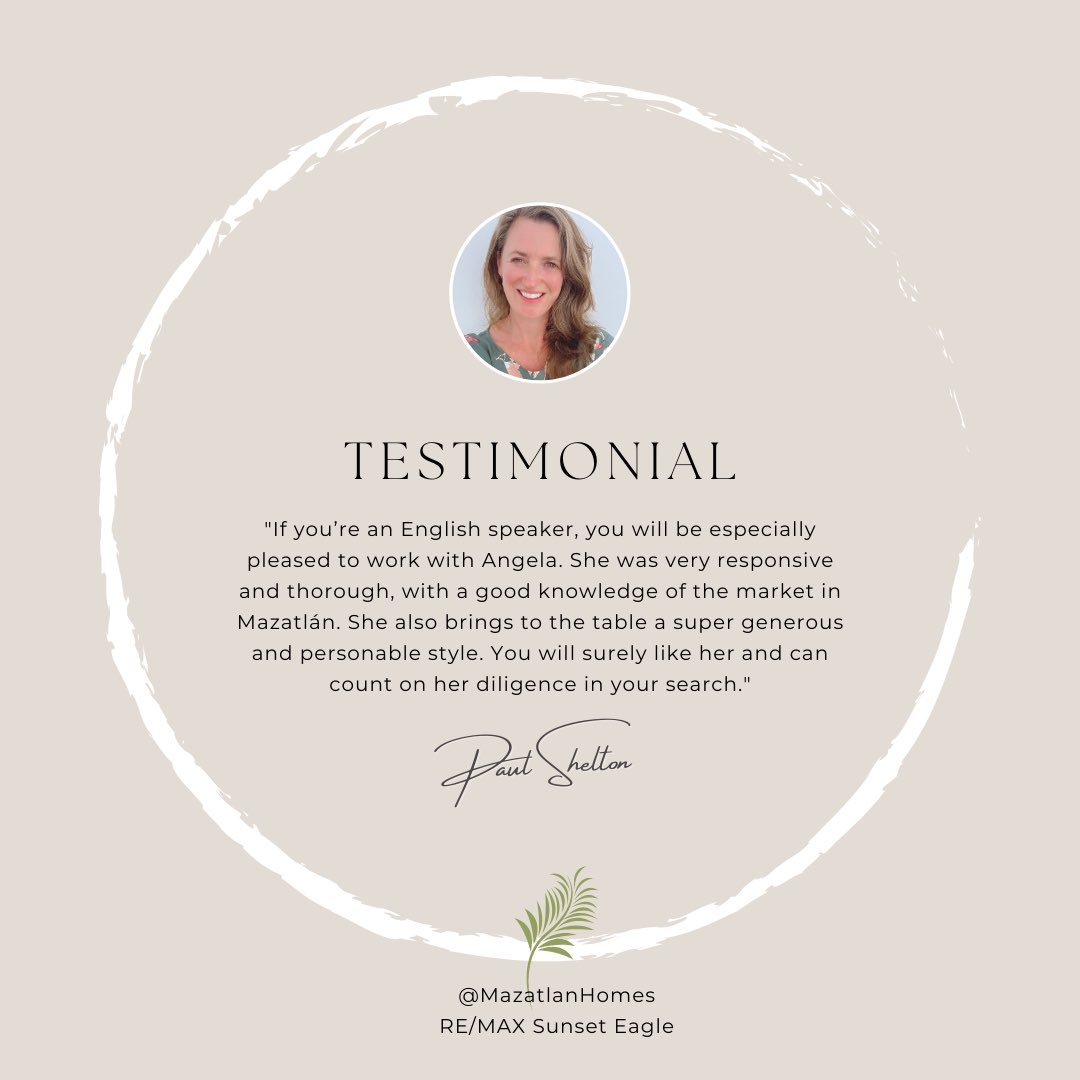 MazatlanHomes's tweet photo. Client Testimonial, Real Estate Mazatlán - @MazatlanHomes 
☀️
#liveinmexico #mexico #mexicorealestate #mazatlan #mazatlanhomes #mazatlanrealestate #remaxsunseteagle #lovewhereyoulive #liveinparadise https://t.co/iSvGfttAzM
