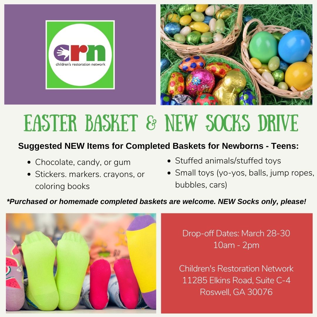 Spring has sprung! 🌱 We hope you’ll consider donating to our Easter Basket and New Socks Drive—all items go directly to the homeless and underprivileged kids in our community! #atlanta #donate