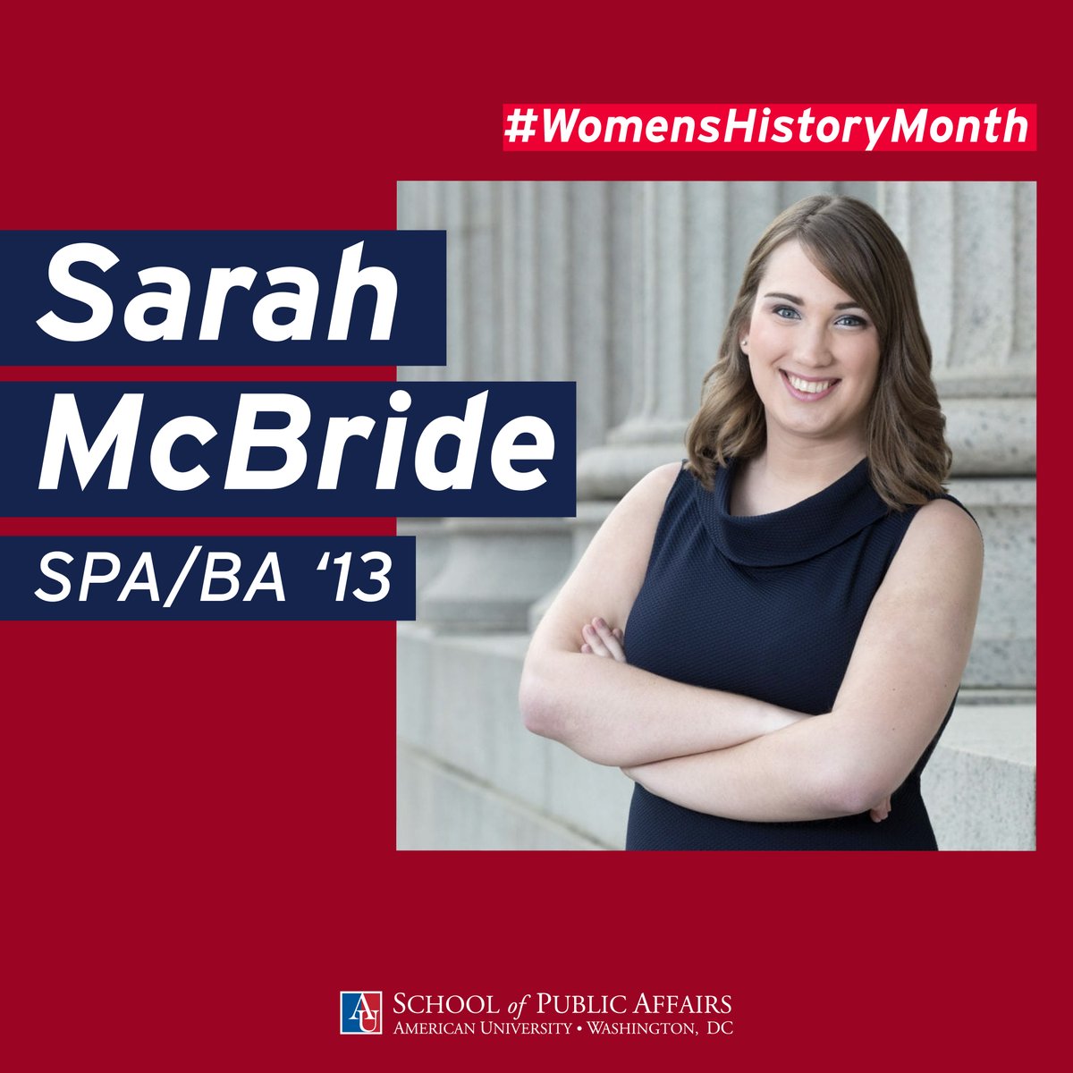 AU_SPA's tweet photo. Breaking barriers and shattering glass ceilings! This #WomensHistoryMonth, we recognize @SarahEMcBride (SPA/BA ’13), the first transgender state senator in U.S. history. 💪 https://t.co/ThIdYCg3oZ