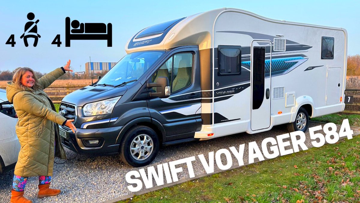 Today we share a walk through and review of the Swift Voyager 584. This 4 berth motorhome is on the Ford Cab, with fixed single beds at the rear, a large front lounge and 4 travelling seats.
youtu.be/-5XUROFsKgs