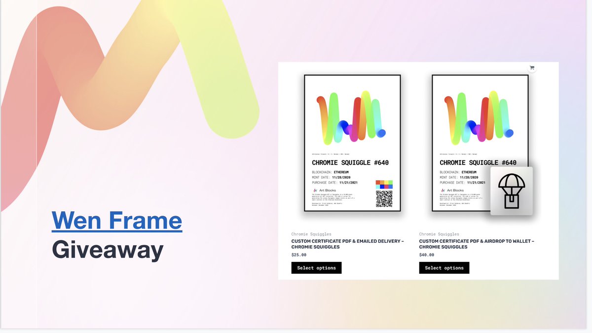 wenframe_ETH's tweet image. Thanks SquiggleDao!! for having us on this week’s Town Hall meeting! You guys have so much Squiggle knowledge to share! Happy to giveaway three custom Squiggle Certificates and offer a special discount code! (Details in discord) @squiggleDAO @Sam1__0 @NiftyFiftyETH @arkaydeus