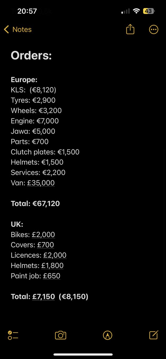 If anyone is wondering how important sponsorship is to a rider, here’s a list of my expenses before the start of the 2023 season. 

There’s riders who spend more, and some spend less. But I’m pretty sure I’ll speak for them all that they appreciate the support they get 🫡