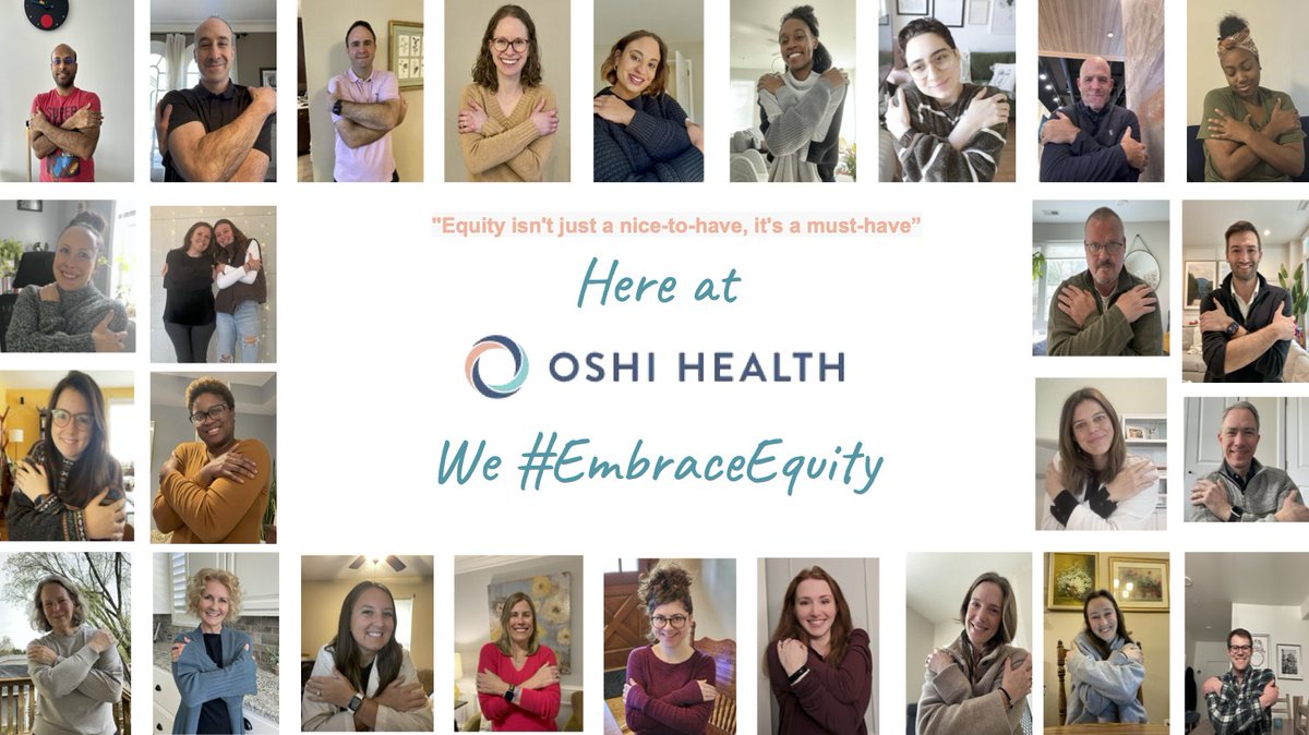 OshiHealth's tweet photo. To celebrate #InternationalWomensDay &amp; #WomensHistoryMonth, we had our team share a photo hugging themselves to #EmbraceEquity.
March is also #NationalNutritionMonth &amp; Social Work Month, so we’ll be celebrating by honoring the many incredible women who make up the Oshi team. https://t.co/iV7snFKRqg