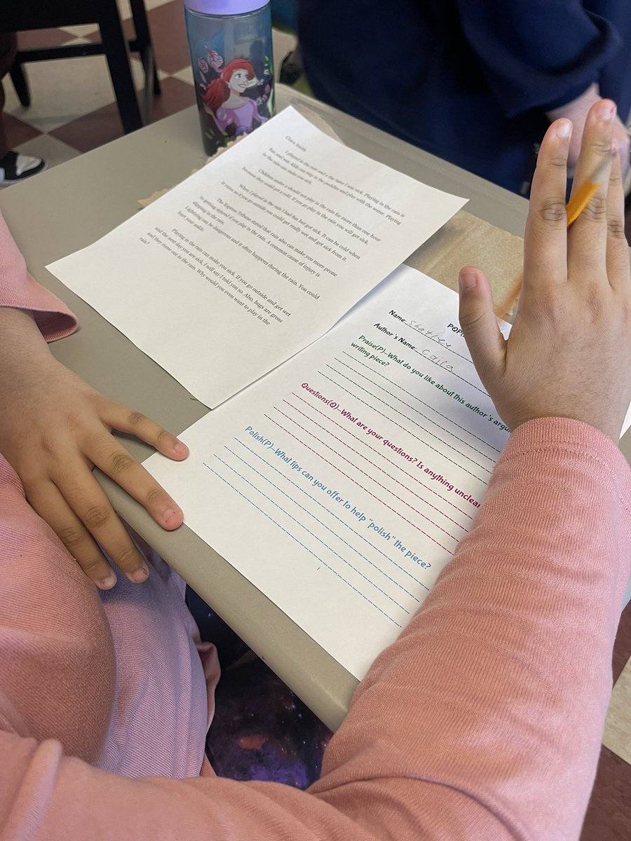 JessicaLea81's tweet photo. Trying out a revising strategy from @LucyCalkins, PQP! Students use PQP to help proofread, revise and edit their peers argumentative writing! Students give a praise, ask a question and offer advice to “polish” the essay! @CCCSD_MS https://t.co/k8ndqywizK