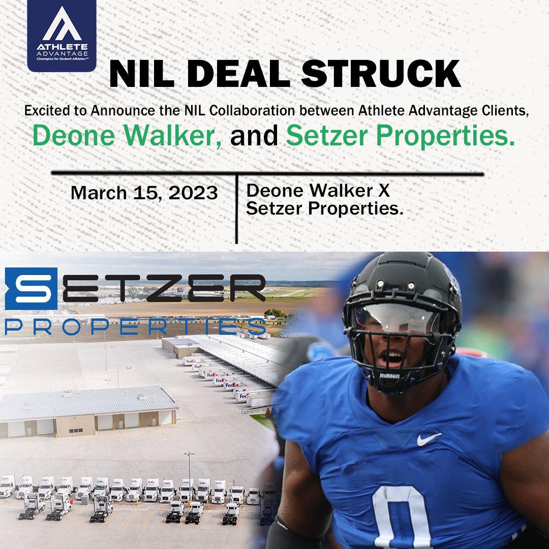 athlete_adv's tweet photo. Just in: New NIL Collaboration between Athlete Advantage Client and Setzer Properties. Special shout out to our client, Deone Walker! 

#setzerproperties #nilathlete #collegeathlete #NIL #NILNCAA https://t.co/0INjGkyffL