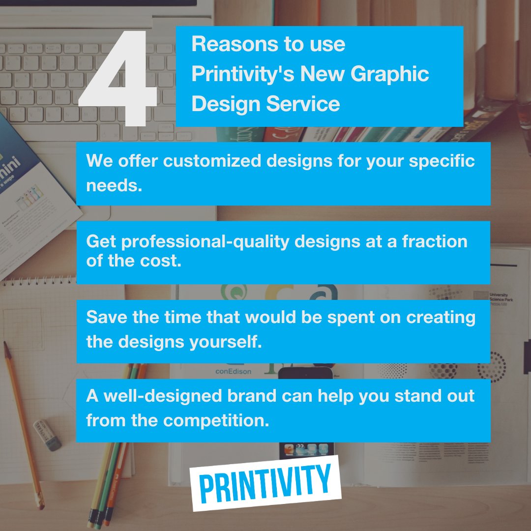 Printivity's tweet photo. Let us handle all the details and deliver print products that exceed your expectations. Our team of professional designers creates products that are functional and visually effective. Find out more at https://t.co/84NvoJquKs #Printivity #DesignServices #Branding #GraphicDesign https://t.co/n0JVOsy75v