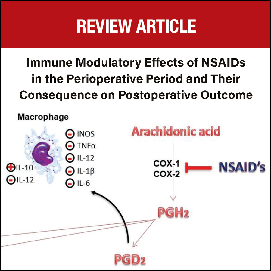 Nonsteroidal anti-inflammatory drugs have immune modulatory effects in animal models and significantly affect outcome. In clinical studies, however, the immune-modulating effects of these drugs on perioperative outcome are much less evident. Learn more: ow.ly/3S0950Nijzc