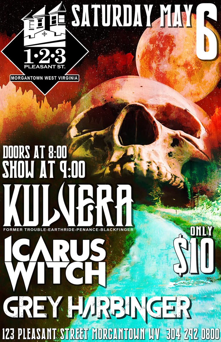 IcarusWitch's tweet photo. The 1st Icarus Witch show of the years &amp; it's gonna be an old-school barn burner in West Virginia. 🔥

Stoked to play with Grey Harbinger &amp; our old friends in their new band, Kulvera. 💀

#ClassicMetal #WVRocks #Trouble #Earthride #Penance https://t.co/IE3QIPHgMX