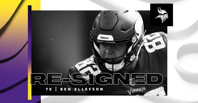 Vikings's tweet photo. The #Vikings have re-signed Ben Ellefson and @kennyw97!
