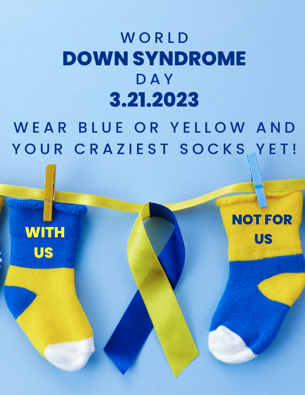 NorthLinnLynx's tweet photo. Tuesday (3/21) is World Down Syndrome Day! This date was chosen because Down Syndrome is a genetic chromosomal disorder resulting in a 3rd 21st chromosome.This year's theme is "With Us, Not For Us". Please join us in showing your support by wearing yellow or blue and crazy socks! https://t.co/go5lUaav3J