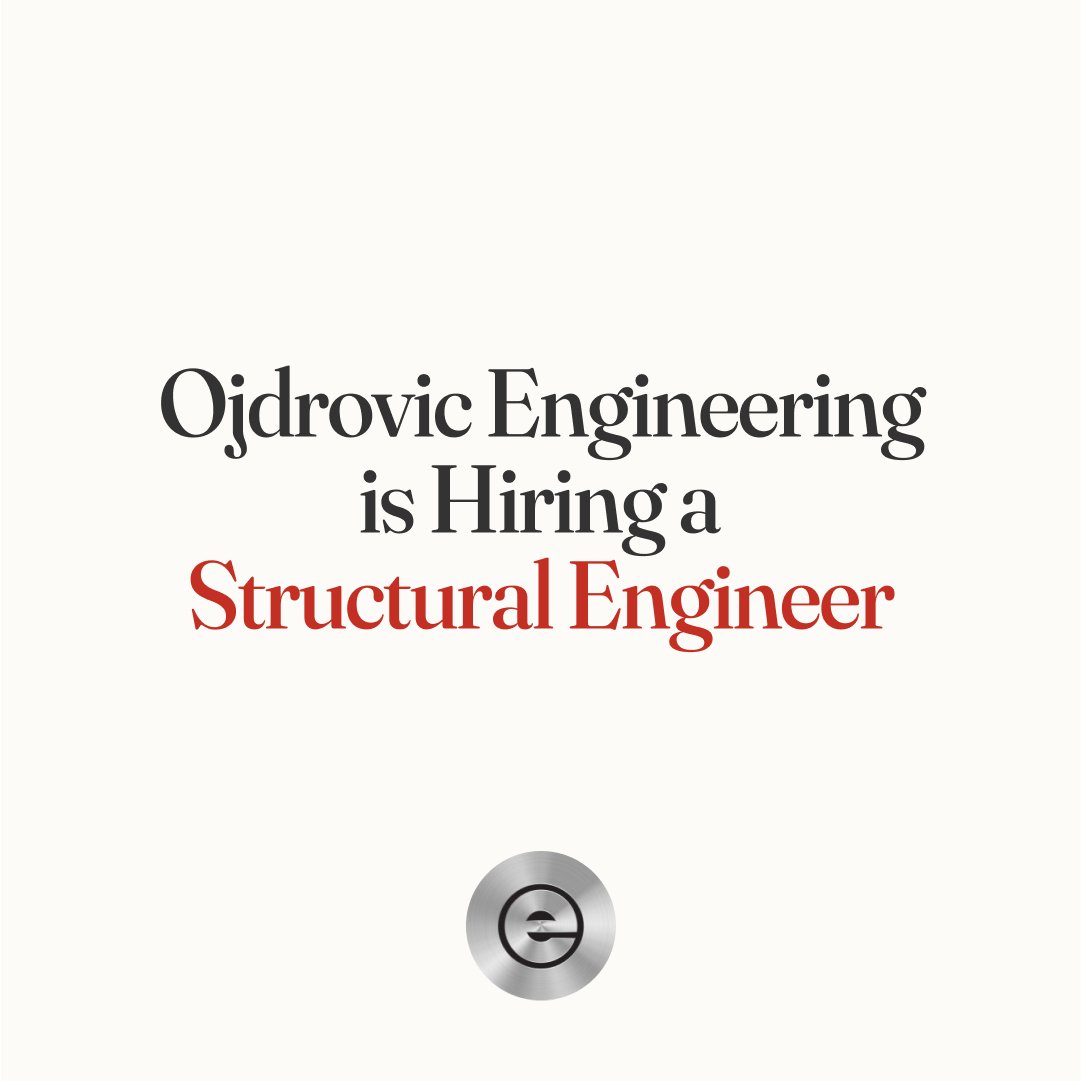 We're supporting our friends at Ojdrovic Engineering Inc. with recruiting a #StructuralEngineer to join their team in Etobicoke, ON. 

Find the full job posting (including salary) here: bit.ly/3Fm8Gvj

#JobsCanada #EngineeringJobsCanada #TorontoJobs #NowHiring