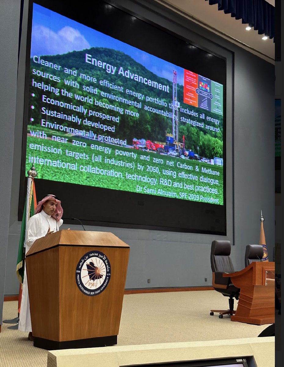 PMU_SPE's tweet photo. The SPE Student Chapter - University of prince mohammed bin Fahad held its first event of the year "Energy transition "

The speaker Dr. Sami Al Nuaim is an international energy advocate. He was the 2019 President of the Society of Petroleum Engineers International (SPE).

#spe https://t.co/pAlApNOdaP