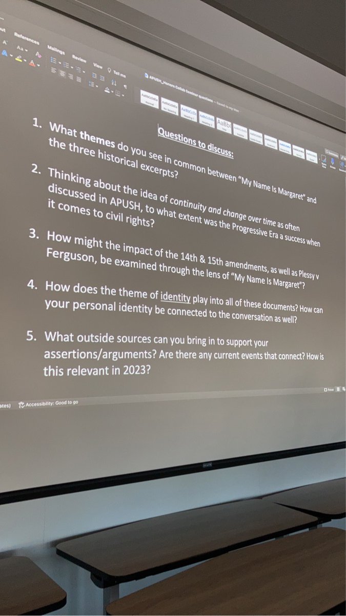 APUSH and 10 Honors ELA students engaging in Socratic circles. A focus on civil rights themes/concepts our content areas share in common. All a result of collaboration between Mr. DeSantis, Ms. Fischer, Ms. Cracchiolo, and I. Thanks all!