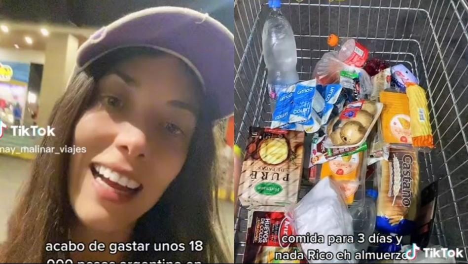 meganoticiascl's tweet photo. Tiktoker argentina quedó sorprendida tras comprar en supermercado chileno: "Nuestro peso no vale nada" https://t.co/Z8i5Dvw0oM https://t.co/I1asGUtEnC