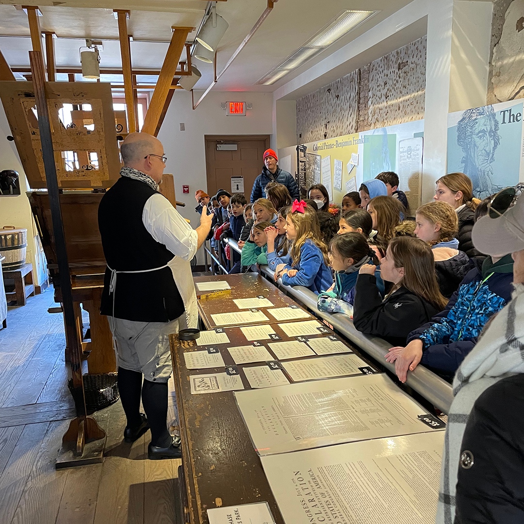Today, our fourth graders took a field trip to Philadelphia, offering students a unique opportunity to make real-life connections to their study of early American history. They visited Independence Hall, the Ben Franklin Museum, and the Museum of the American Revolution.