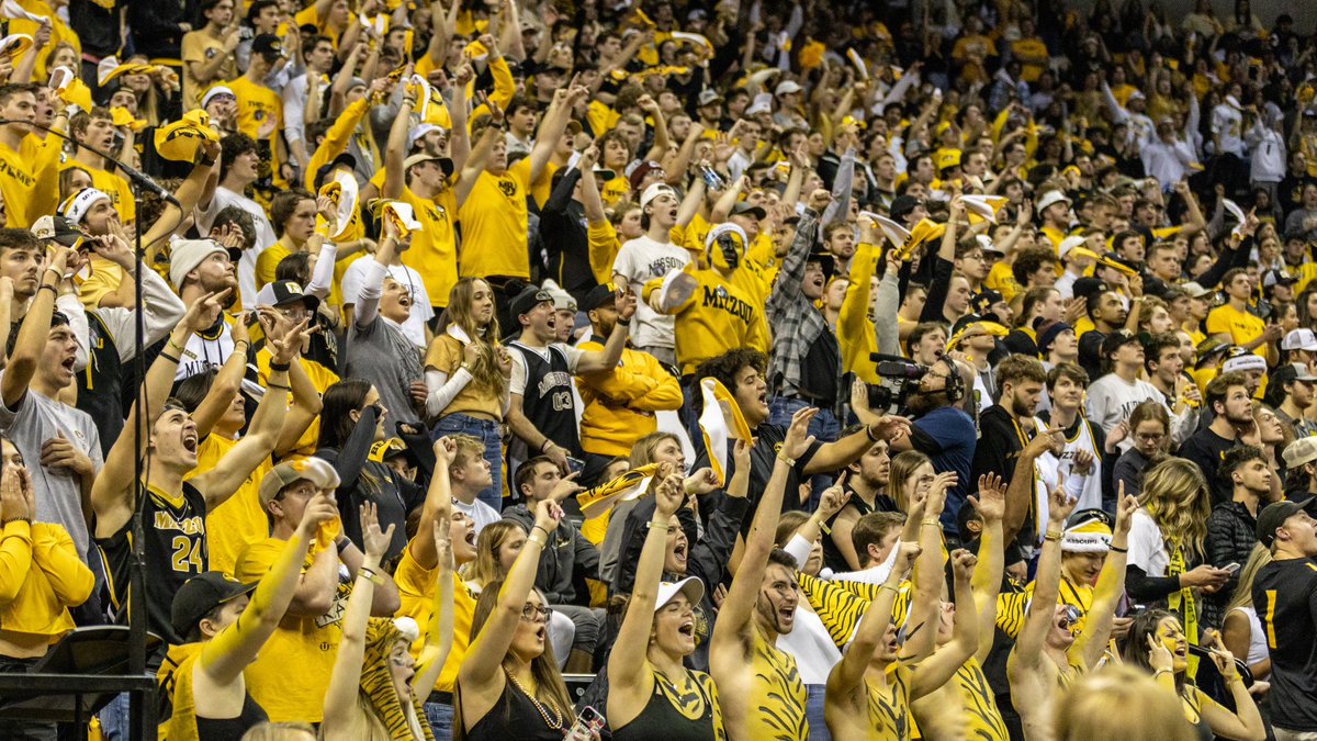 Mizzou's tweet photo. Tomorrow at 12:40 p.m. (CT), @MizzouHoops will take on Utah State in the opening round of @MarchMadnessMBB! 

Show your support and wear #Mizzou black &amp; gold gear tomorrow! 🐯🏀 https://t.co/knXk8vQYBX