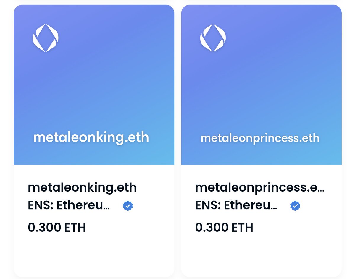 hETHLedger1's tweet photo. Hey @MetaleonSociety fam! I'm kinda surprised no one thought to mint these awesome ENS names so the "Don Trump" capitalist in me decided to take the initiative. I expect these will appreciate in value over time as TCFX gains traction. #WeAreLeons #LeonMint #Tokenization #Web3 https://t.co/xvh1W8Vsuj