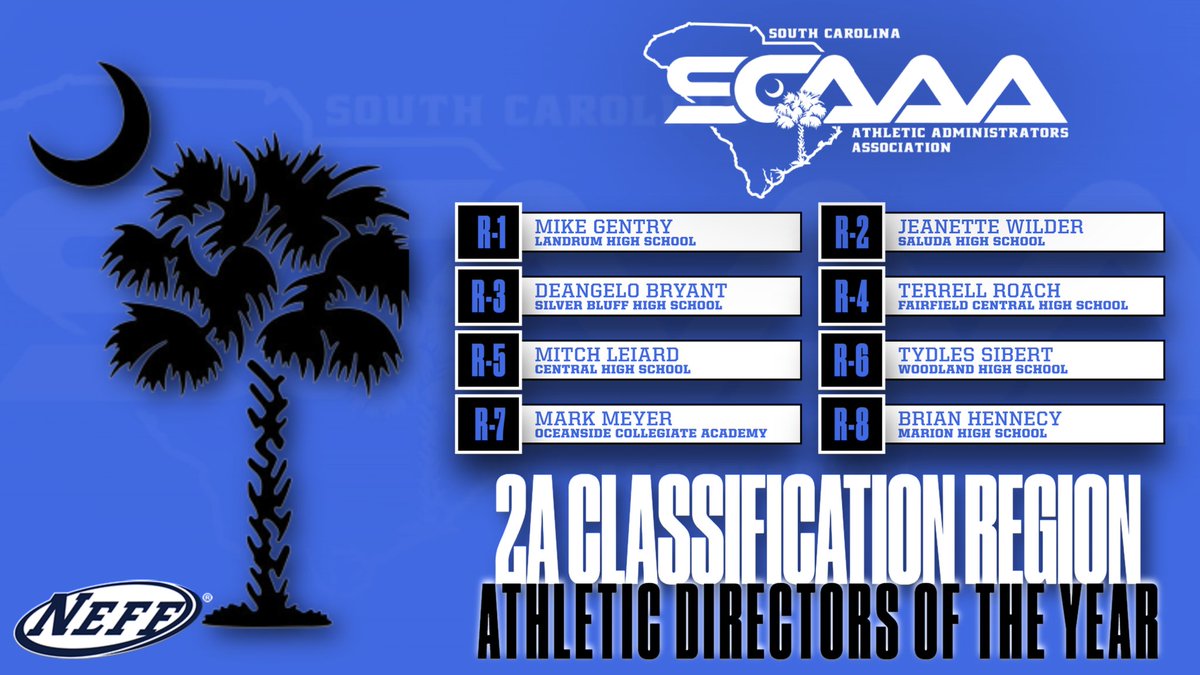 Thankful and honored to the named the Region 3-AA Athletic Director of the Year.  Thank you to the <a href="/SouthCarolinaAD/">SCAAA</a>, the Region 3 ADs, and my leader Coach Radford. <a href="/SilverBluffHigh/">Silver Bluff High</a> &amp; <a href="/SBluffAthletics/">Silver Bluff High School Athletics</a> this one is for you.