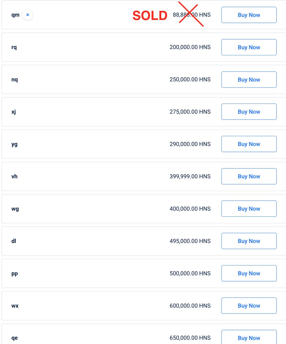 Paul Singh (@singhdotin) on Twitter photo Floor on 2L HNS names is now 200k HNS.
#HNS #ENS #handshake HNS floor prices.
<a href="/xHNSTLD/">.x/ π€</a> <a href="/abcproductions/">Todd Ryan β’ ABC Productions</a> @0xJitin <a href="/mwzd/">MediaWizard</a> <a href="/michelini/">Michael.Michelini/</a> <a href="/HNS/">Handshake</a> <a href="/HandshakeNames/">Handshake Names</a>
You're welcome! Floor on 2L HNS names is now 200k HNS.
#HNS #ENS #handshake HNS floor prices.
<a href="/xHNSTLD/">.x/ π€</a> <a href="/abcproductions/">Todd Ryan β’ ABC Productions</a> @0xJitin <a href="/mwzd/">MediaWizard</a> <a href="/michelini/">Michael.Michelini/</a> <a href="/HNS/">Handshake</a> <a href="/HandshakeNames/">Handshake Names</a>
You're welcome!