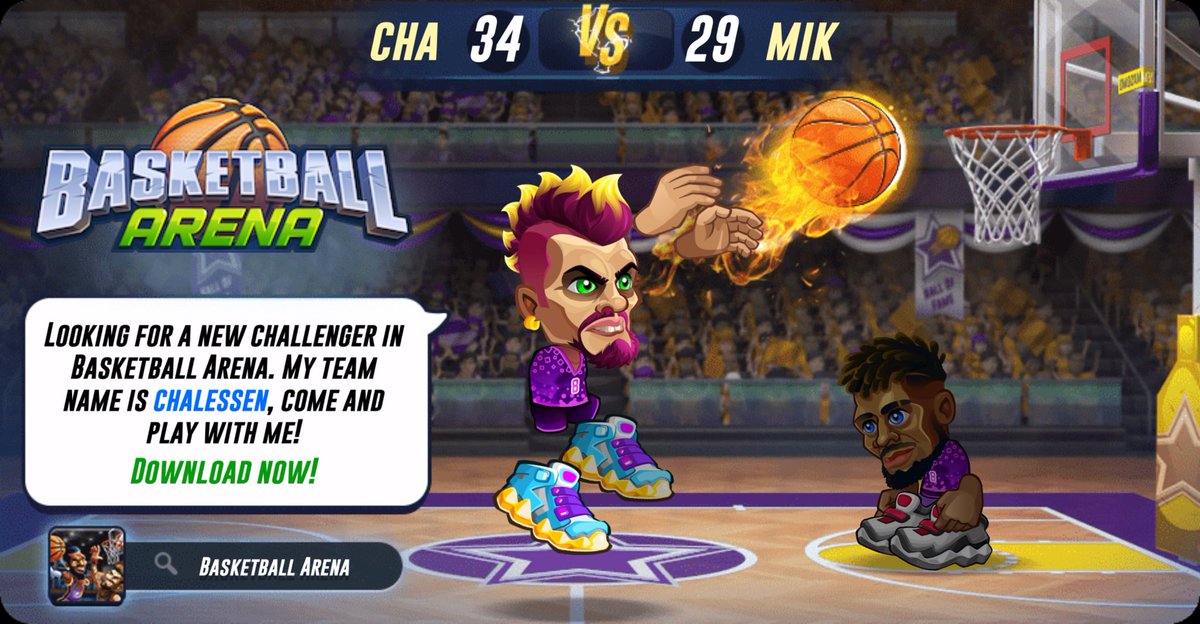 Jakins23's tweet photo. Looking for a new challenger in Basketball Arena. My team name is chalessen, come and play with me! Download now! https://t.co/QKgl3rrdcE #basketballarena @basket_arena https://t.co/SuTmgw9frQ