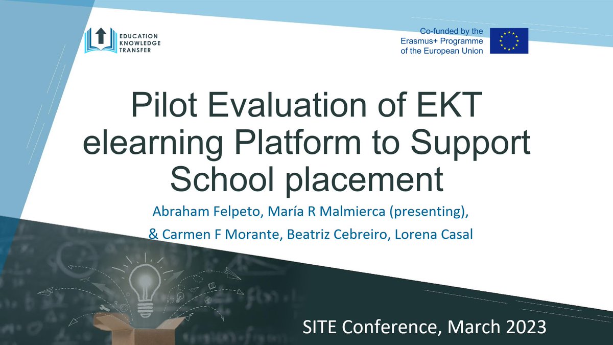 l_casal's tweet image. Yesterday we have presented at #site23 part of the work done in the @ektproject 
On 13 April we held our final conference in Santiago de Compostela (Spain)Participation is free of charge
forms.office.com/Pages/Response… 
@tecnoeduc_usc @elearningcesga @CESGA_ @UniversidadeUSC  @SITEconf