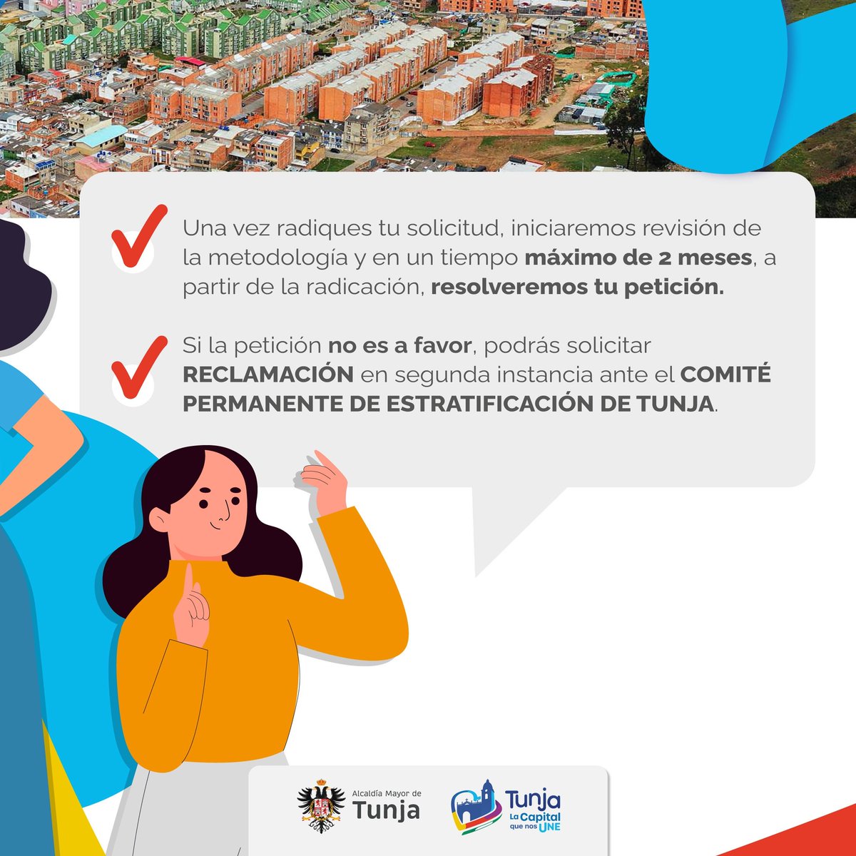 AlcaldiaTunja's tweet photo. Estamos listos para atender tus inquietudes sobre el proceso de Estratificación.

AQUÍ te explicamos cómo 👇 https://t.co/uB3hseb62A