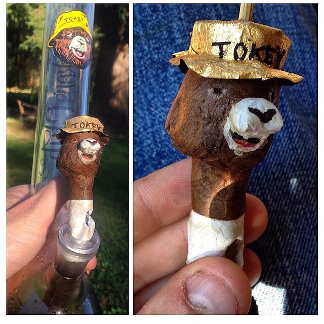 Throwback Tokey the bear <a href="/TheSmokersClub/">The Smokers Club</a> mascot creative roll.  Smoke him out of your bong, why not? 

#thesmokersclub #creativerolling #shinepapers #Mmemberville #CannabisCommunity #smokeweed #greenhandgenetics #weed