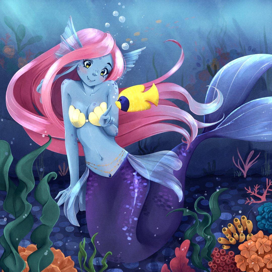 Under the sea... :) 
#digitalart #digitaldrawing #digitalillustration #mermaid #pinkhair #cute #fish #ocean #depth #corals #sea #mythicalcreature #ArtistOnTwitter #nobodyartistsclub