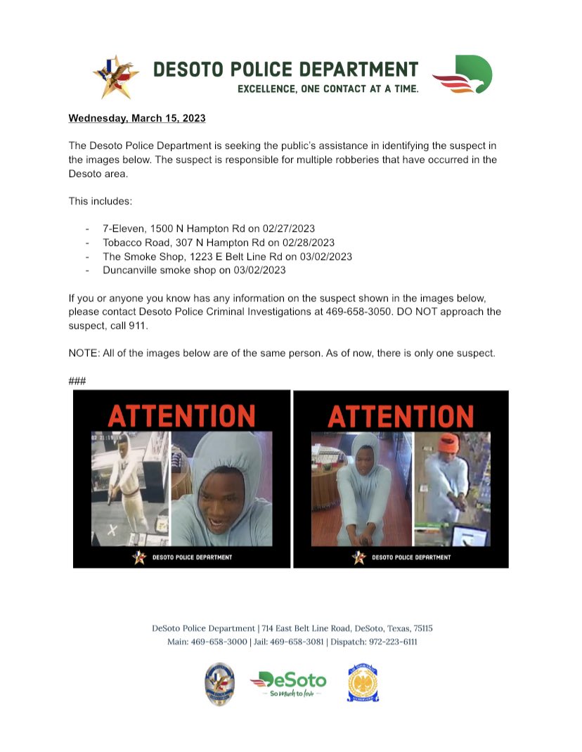 DeSoto Police Department on Twitter "The Desoto Police Department is