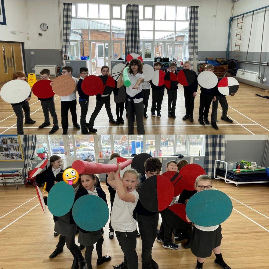 theresavikingin's tweet photo. Year 5 made great warriors for today's activities @fossewayacademy . Just look at those power poses!! 💪🏼 #Vikings #vikingsforchildren #ks2vikings #education #edutwitter #primaryeducator #primaryeducation #historyworkshop #historyteacher #history #warriors https://t.co/OKiR7rRXsB
