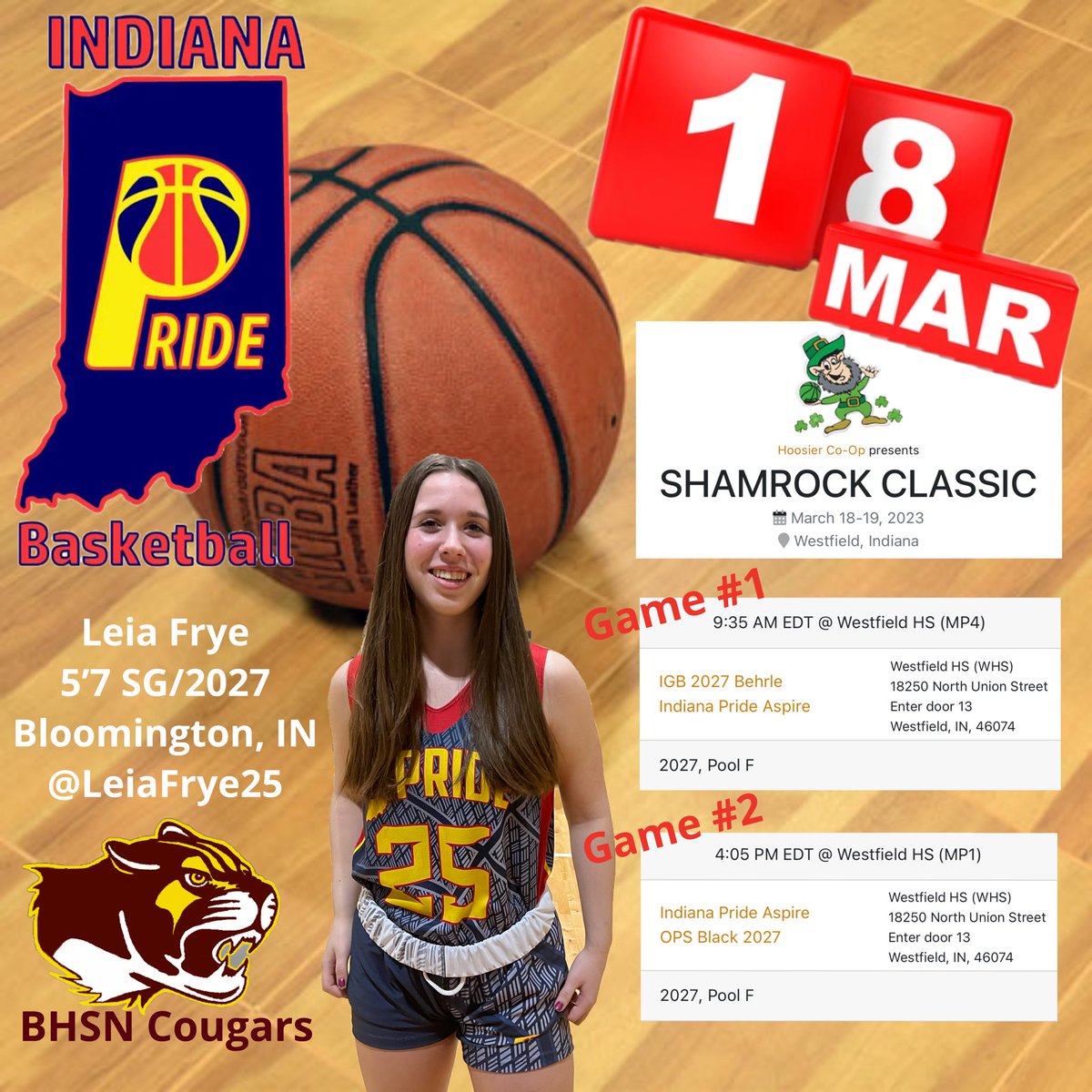 LeiaFrye25's tweet photo. Here is my Saturday schedule for the Shamrock Classic
In Westfield. https://t.co/RCKnlWk7wD