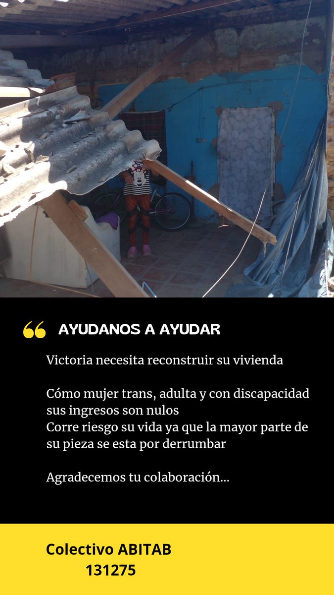Estamos necesitando colaboración para una compa de Artigas que se le ha derrumbado si casa y necesita al menos construir una habitación. Favor difundir gracias