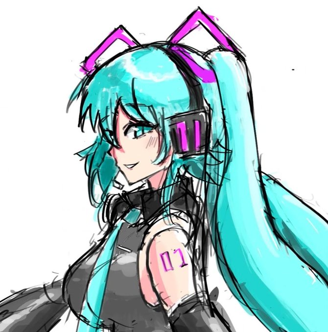 顔可愛く描けたミクちゃんです 