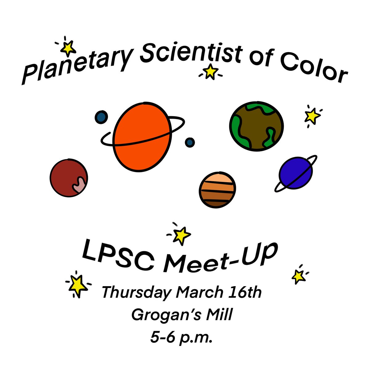 Micro_Chaos's tweet image. Hey y’all! There is a meet up tomorrow for scientists of color at #LPSC2023!!!