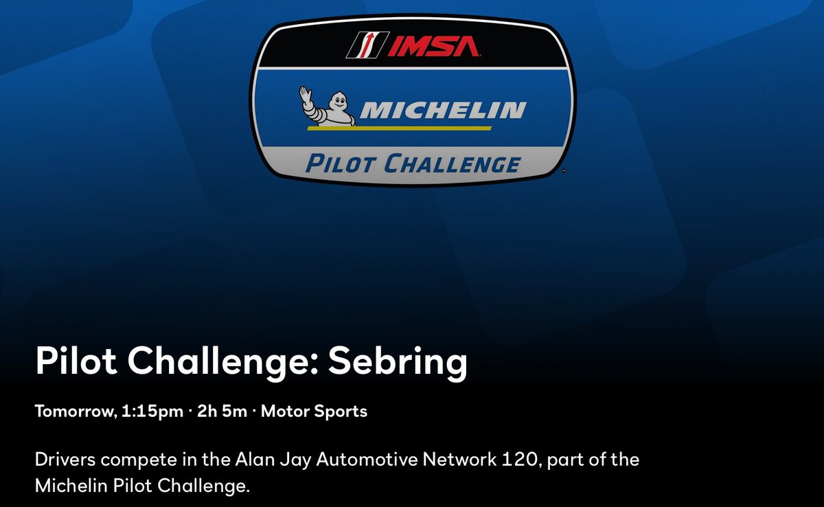 Happenin' Thursday to kick off the SUPER <a href="/sebringraceway/">Sebring International Raceway</a> weekend!  Watch on <a href="/peacock/">Peacock</a> 1:15p