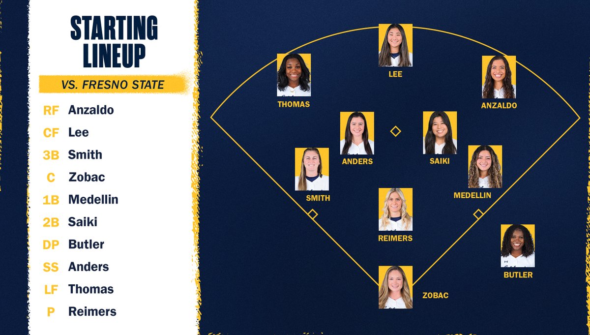CalSB's tweet photo. Lineup vs. Fresno is in. 📝

💻 » https://t.co/qsK7LejExE
📊 » https://t.co/nDHnw7vLn3

#GoBears https://t.co/igSICVQjZz