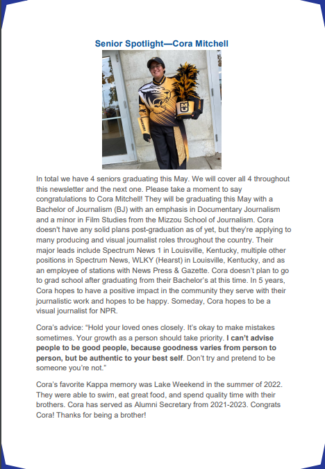 Please read our 2023 Spring Newsletter. Read about what our chapter and brothers have been up to. 
#AEA