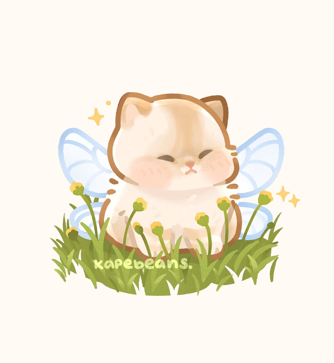 no humans animal focus flower wings cat animal grass  illustration images