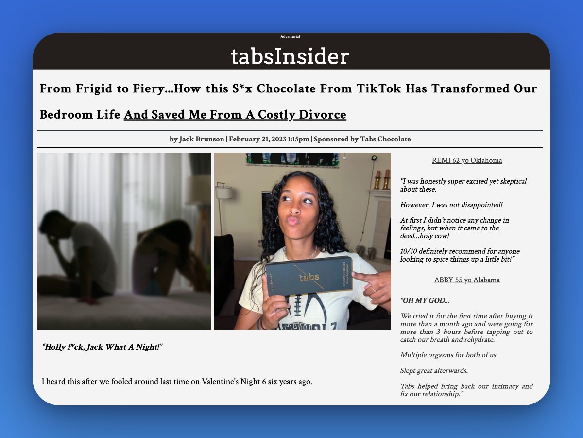 Tabs Sex Chocolate: Homepage Breakdown