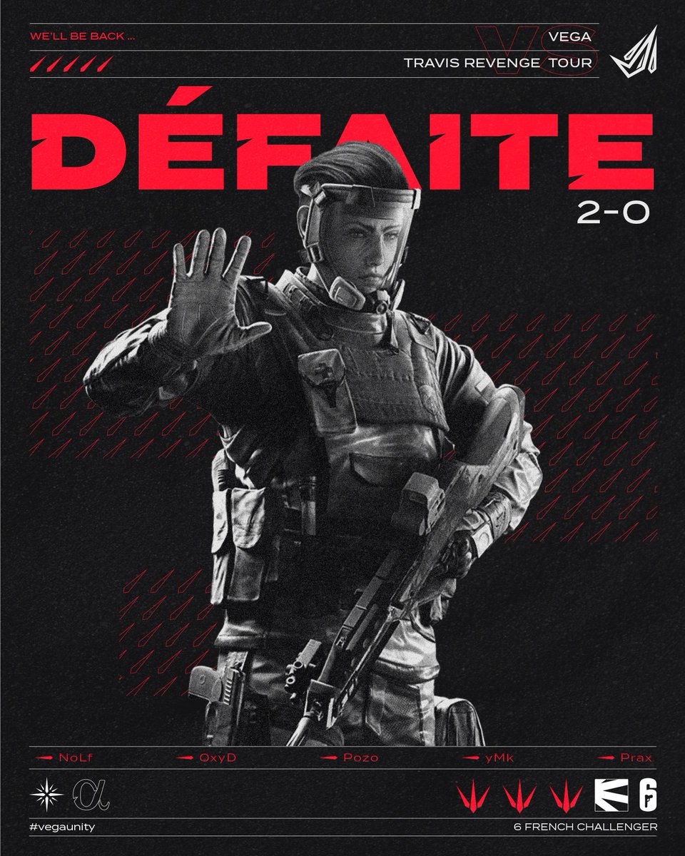 VegaEsport's tweet photo. 🔴RAINBOW SIX SIEGE
Défaite 2-0 après un match explosif face à @ENEMY_N1 & co
La machine est lancée… Rendez-vous pour la Q2 de ce #6FrenchChallengers 👀
#VegaUnity https://t.co/5Wm3Co7Nws
