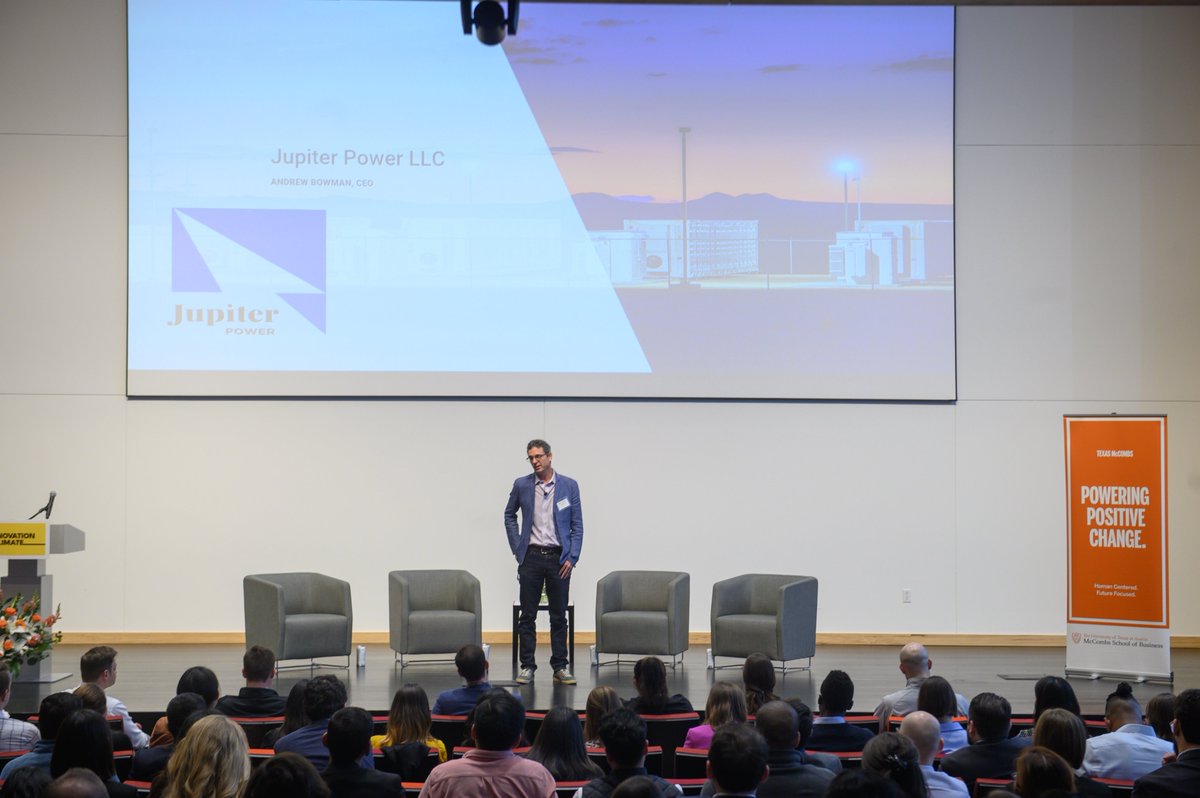 jupiterpowerllc's tweet photo. Jupiter Power's Andy Bowman and Caitlin Smith recently spoke at the @UTexasMcCombs School for the #ClimateCap annual summit. This event brings together MBA students and industry leaders to learn about the business implications of climate change. https://t.co/Hak1zWzzb3
