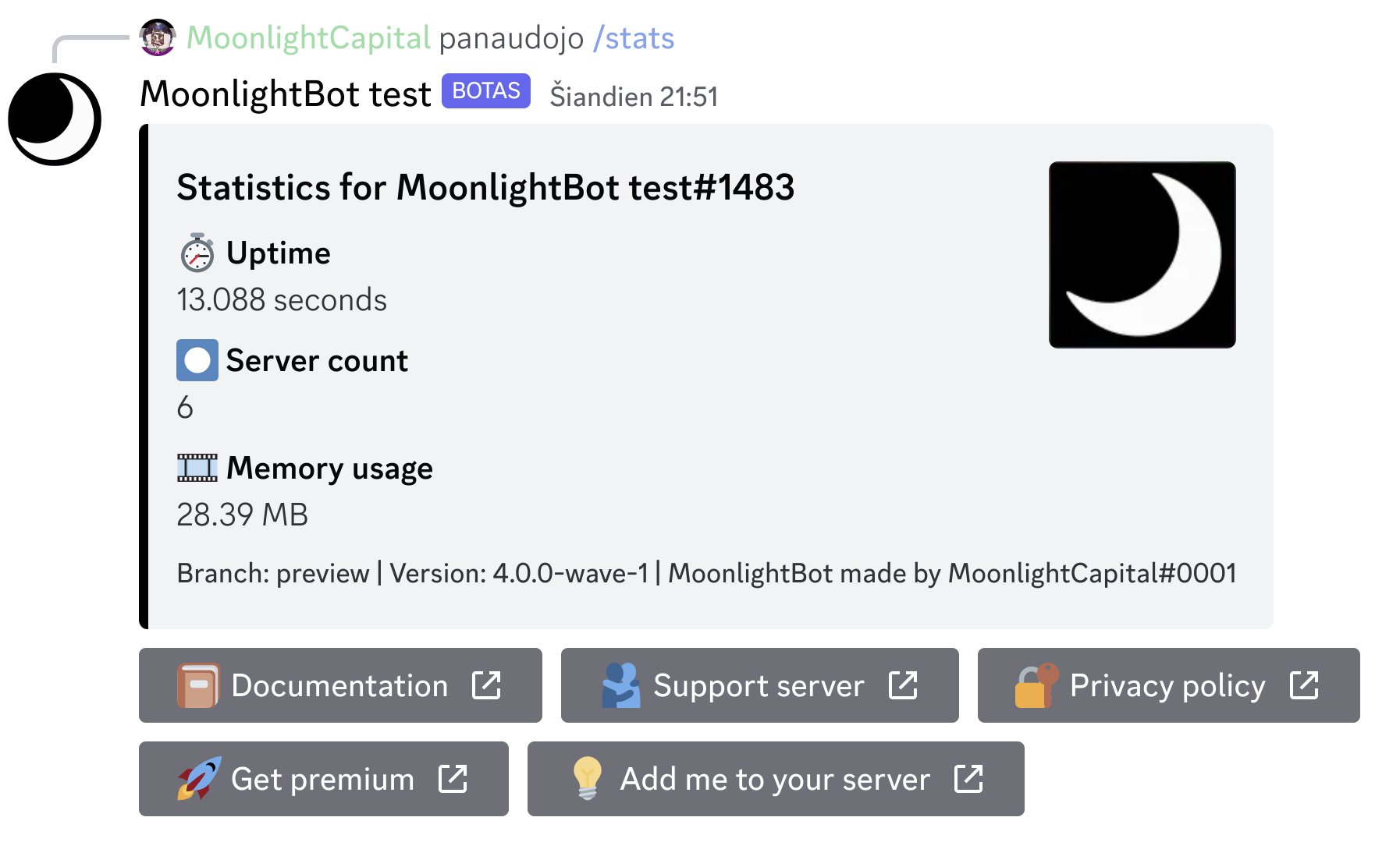 Using developer mode - MoonlightBot documentation