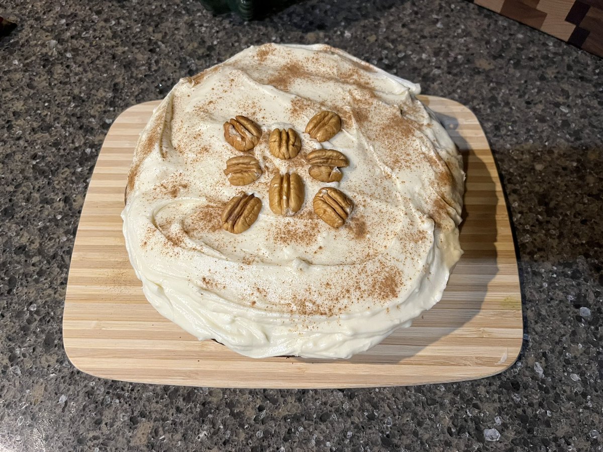 jcd0818's tweet photo. Happy #whatscookingwednesday! This week we made the Spiced Root Cake from #TheElderScrolls cookbook! This one was good, though I am not super into cream cheese frosting. Itโs still been good for breakfast or with a little ice cream! https://t.co/dbMCP7kPiW