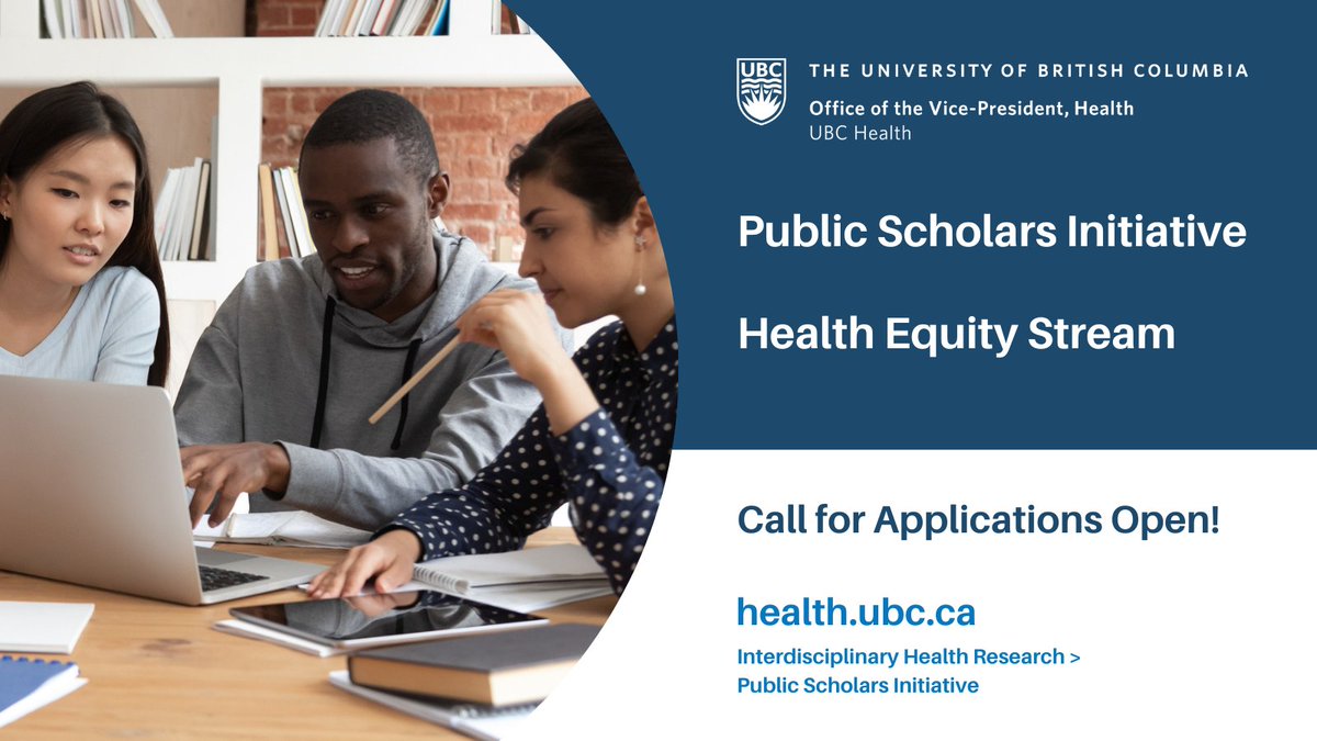We invite doctoral students from #UBC @ubcokanagan undertaking innovative health equity-oriented research to apply for the new Health Equity Stream of the Public Scholars Initiative. Call for applications now open! Info/apply: bit.ly/ubch_psi @UBCGradSchool @kimchspr
