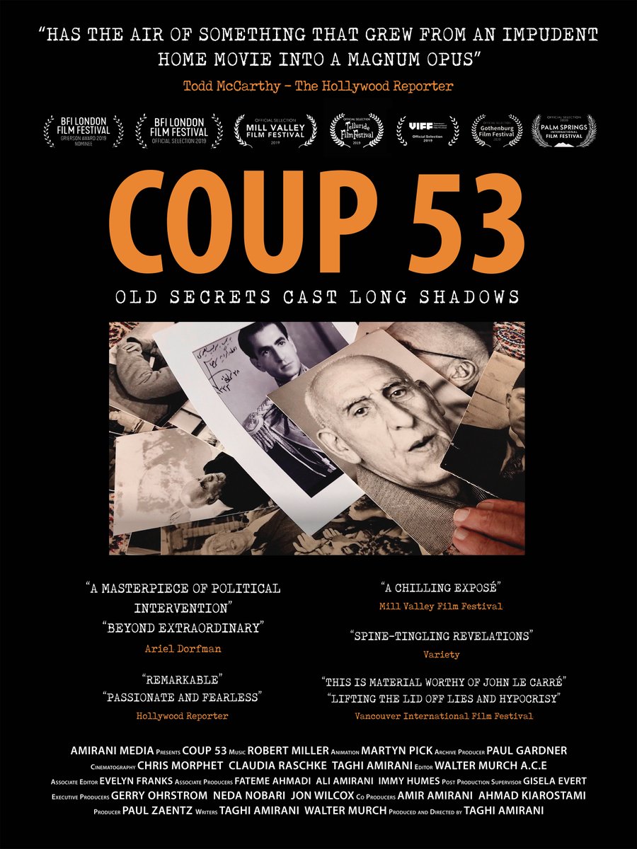 1/4 Mon 13 March <a href="/Coup53/">Coup 53</a> got an incredible and timely boost at the <a href="/BFI/">BFI</a> from the brilliant <a href="/KermodeMovie/">Mark Kermode</a> who said "5 minutes in, the thing is unfolding like a thriller" - "it's an extraordinary story, and it is extraordinarily well told"  #mk3d <a href="/Hedda_tweet/">Hedda Archbold</a>