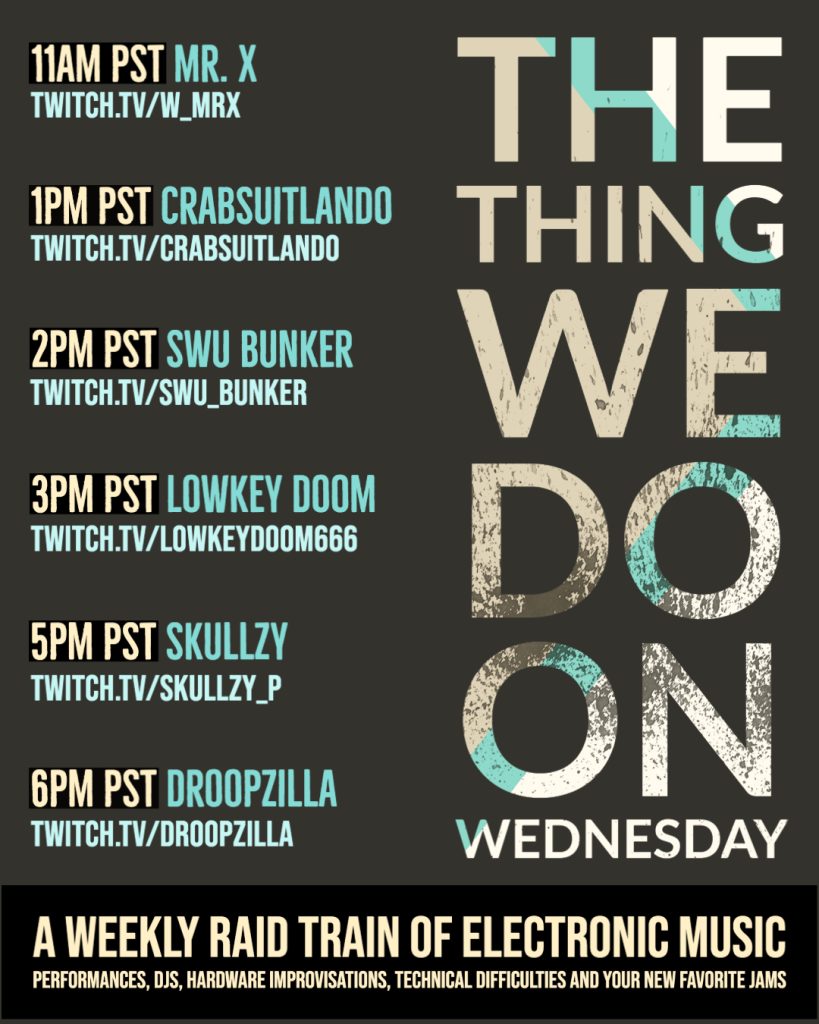 denardhenry's tweet photo. //Now Live// #Twitch Wednesday Collab: #TTWDOW #SwuBunker #LiveStream
.
π https://t.co/NJsM32QLQl
.
β’ #SonicSeekers #ElectronicMusic #Ambient #DubTechno #Electro #Experimental #IDM #IndustrialTechno #Techno #DenardHenry #SonicArchitect #JanaClemen #AbstractSoul #Doomfam https://t.co/xkuLA8WTOd