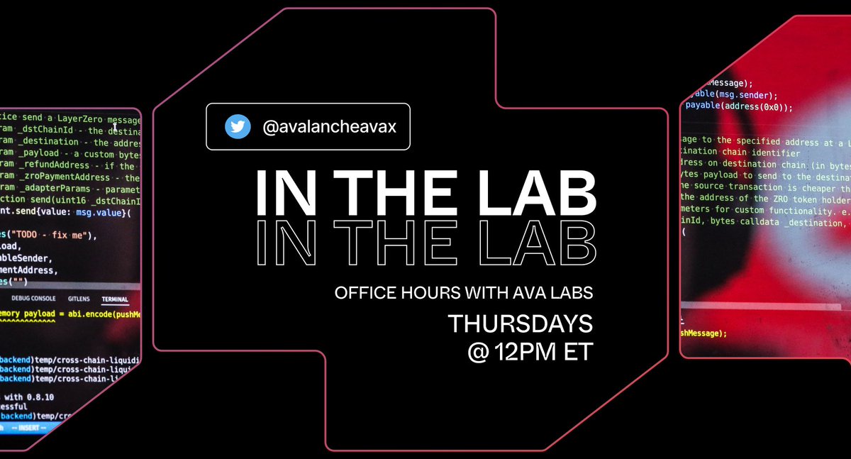 In The Lab returns tomorrow to host an open forum about the latest news, launches, platform updates and more! Come by at 12p ET, bring your questions for the team, and meet fellow members of the community to discuss everything #Avalanche Set a reminder: twitter.com/i/spaces/1vAxR…