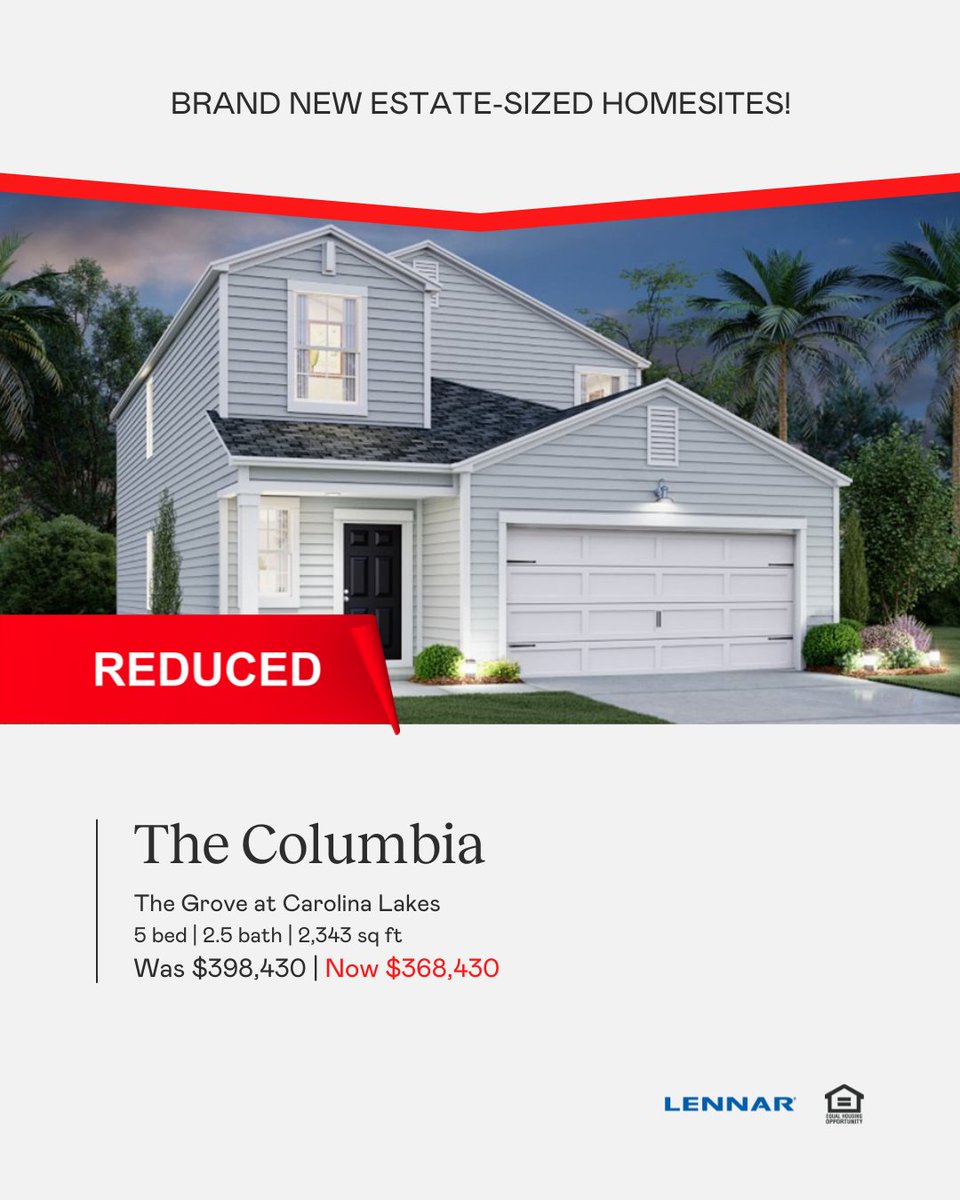 LennarMyrtleBch's tweet photo. Great location ✅ Estate-sized homesites ✅ Golf course views ✅ HURRY! The Grove at Carolina Lakes is currently offering $30,000 in savings OR a fantastic below-market interest rate on select homes! 

Call/text us today for all the details! 843-471-9814 https://t.co/FwOGvt0ETf